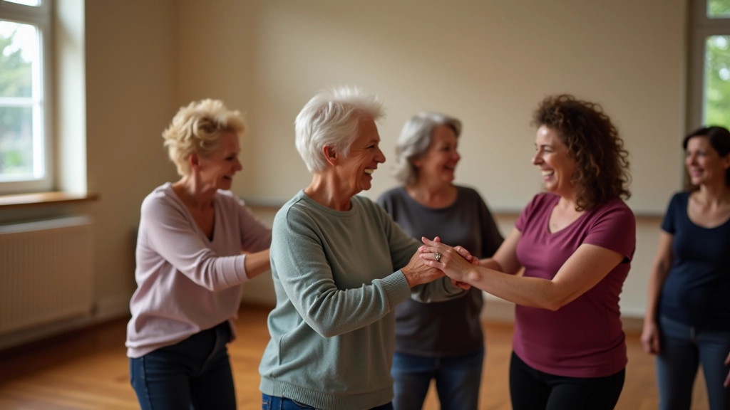 Group of senior adults smiling after a dance class